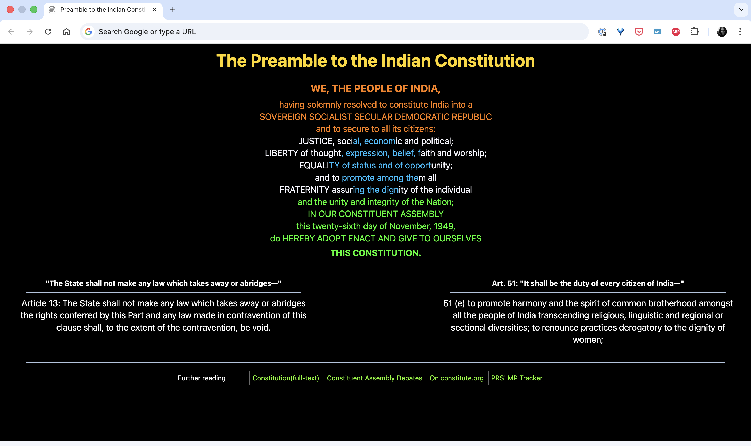 Preamble Chrome extension preview