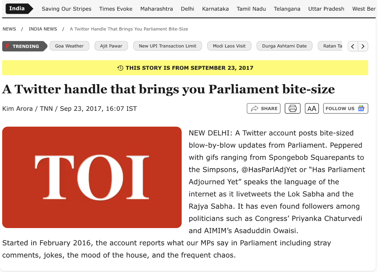 Has Parliament Adjourned Yet?