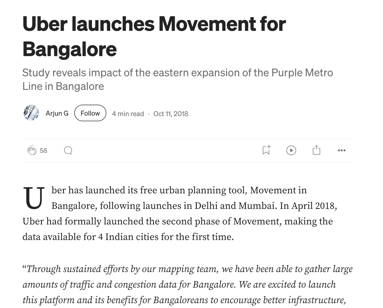 Uber Movement launch visual