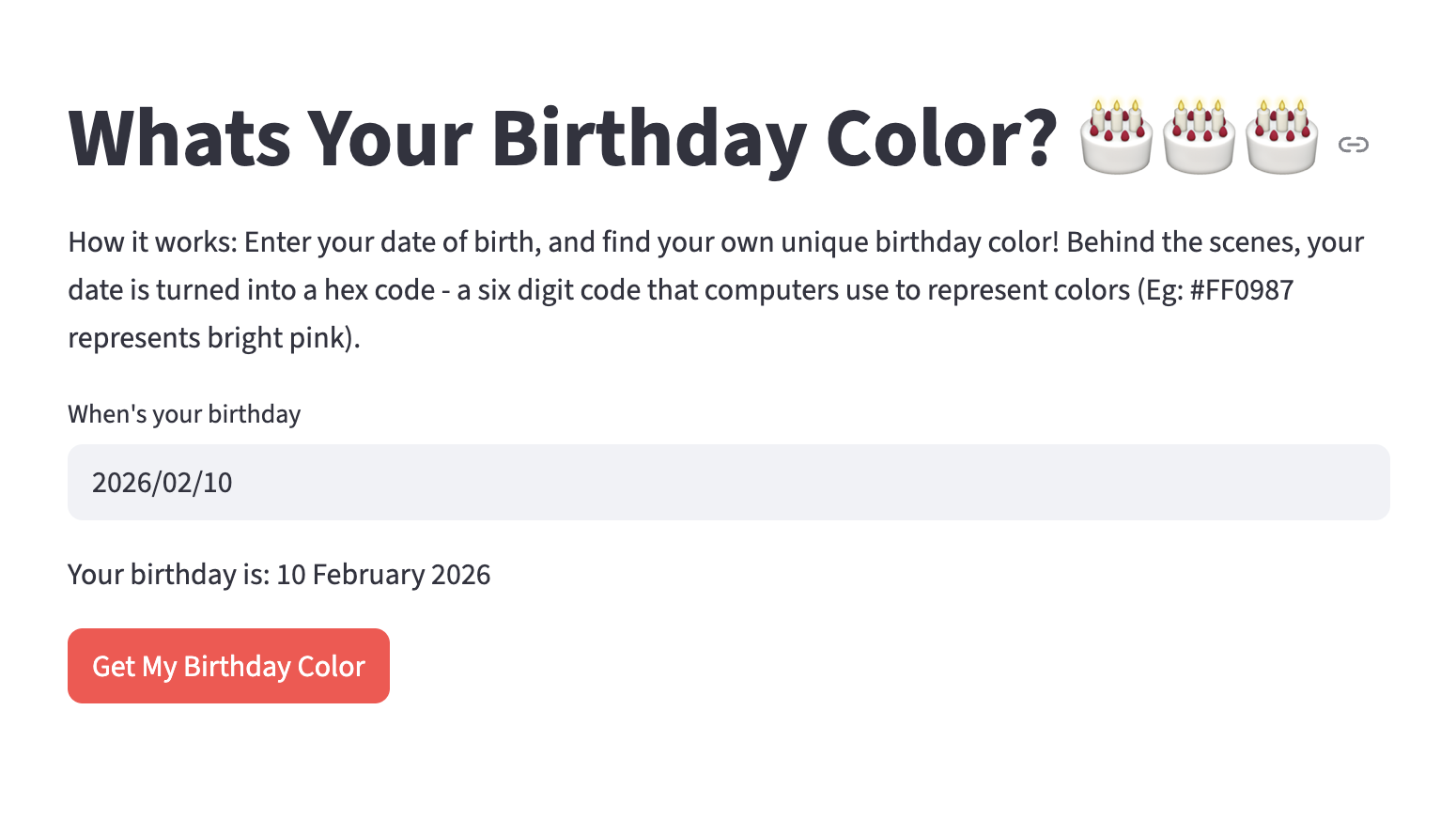 A screenshot of the app
