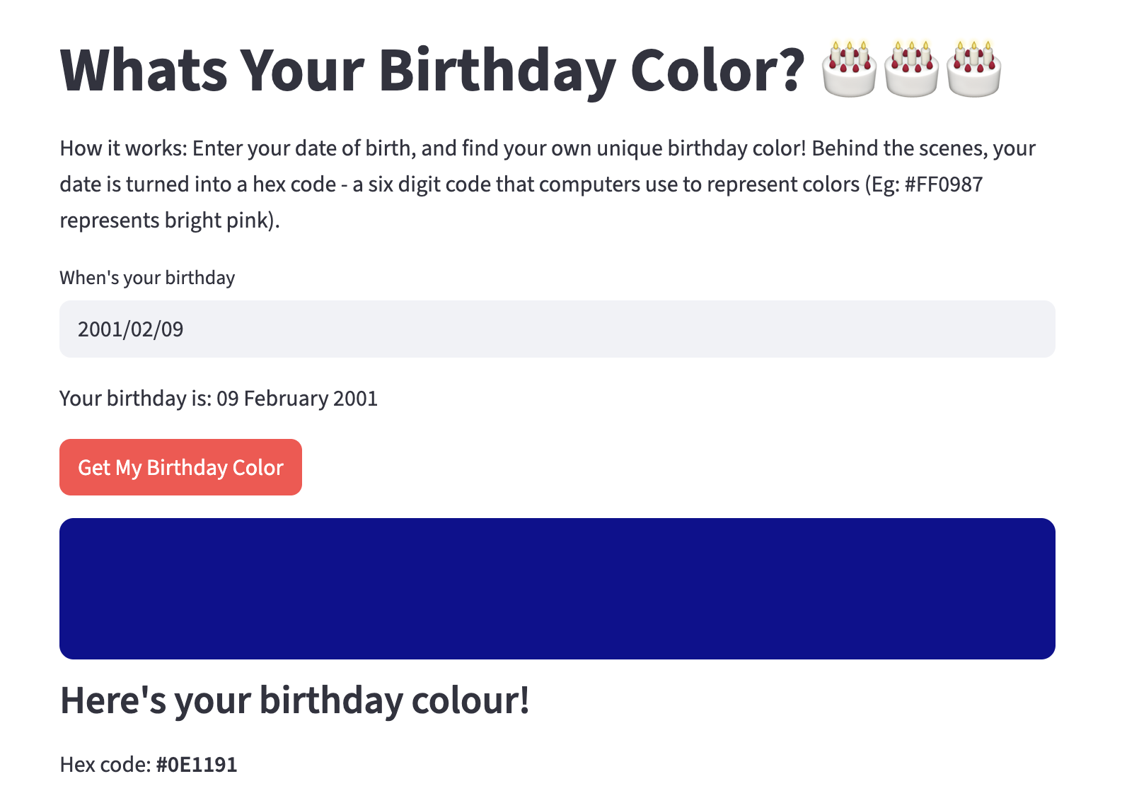 Your Birthday Color