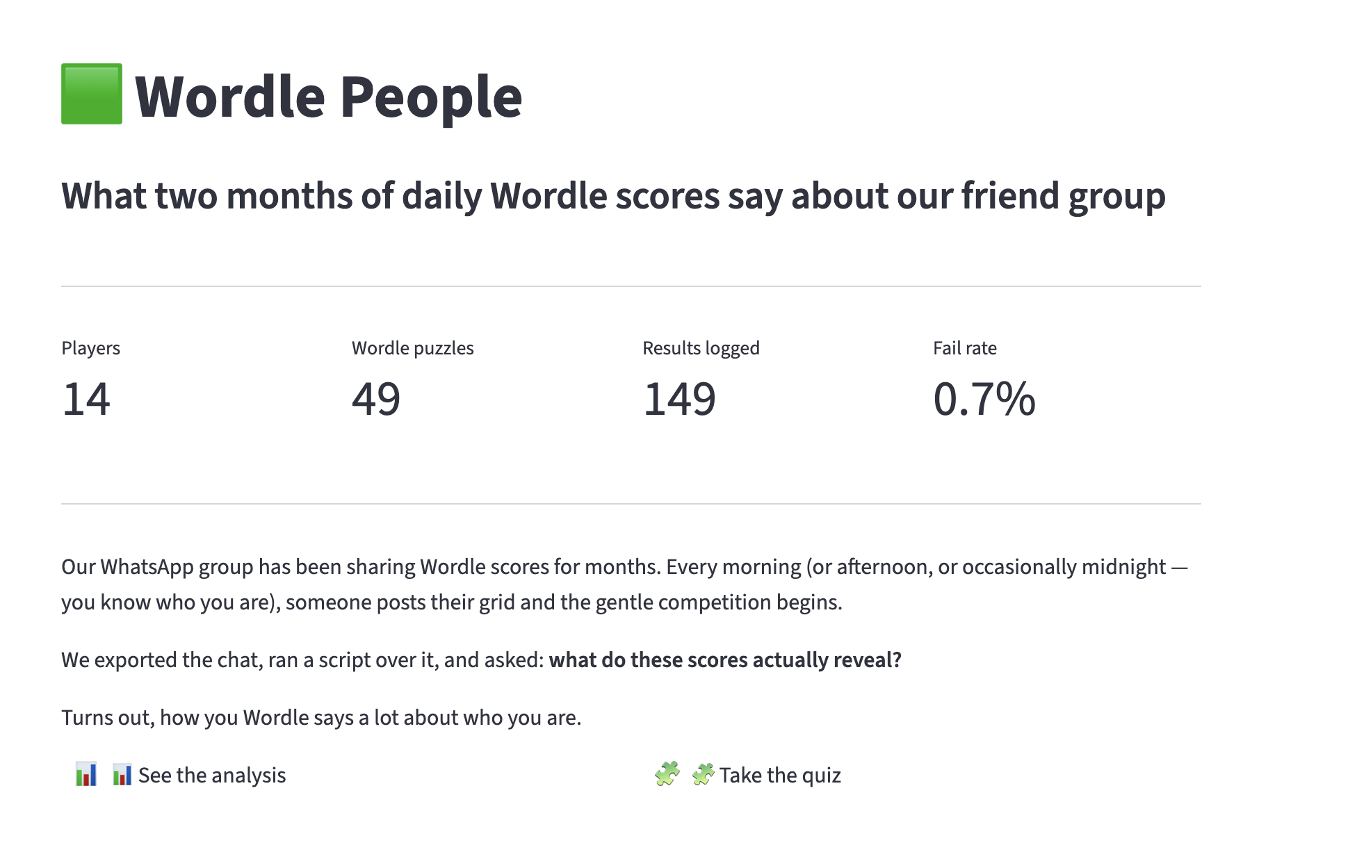 Wordle Analysis + Quiz